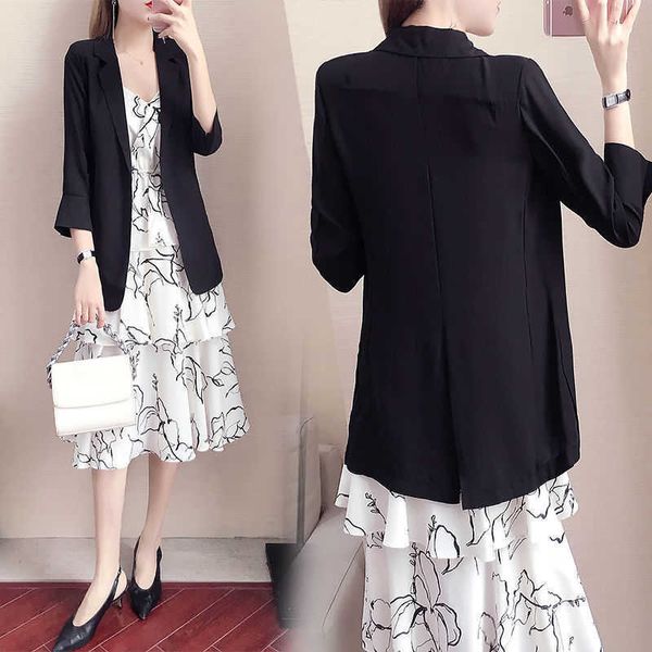 one / two piece net red temperament suspender drs 2021 fashion super thin suit coat women's wear, Black;gray